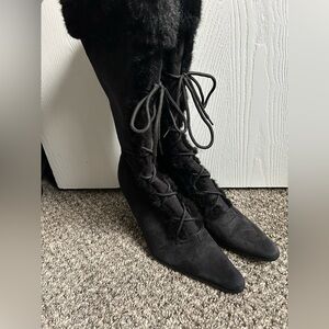 TOP MODA Black Lace-Up Women's Boots SIZE 10